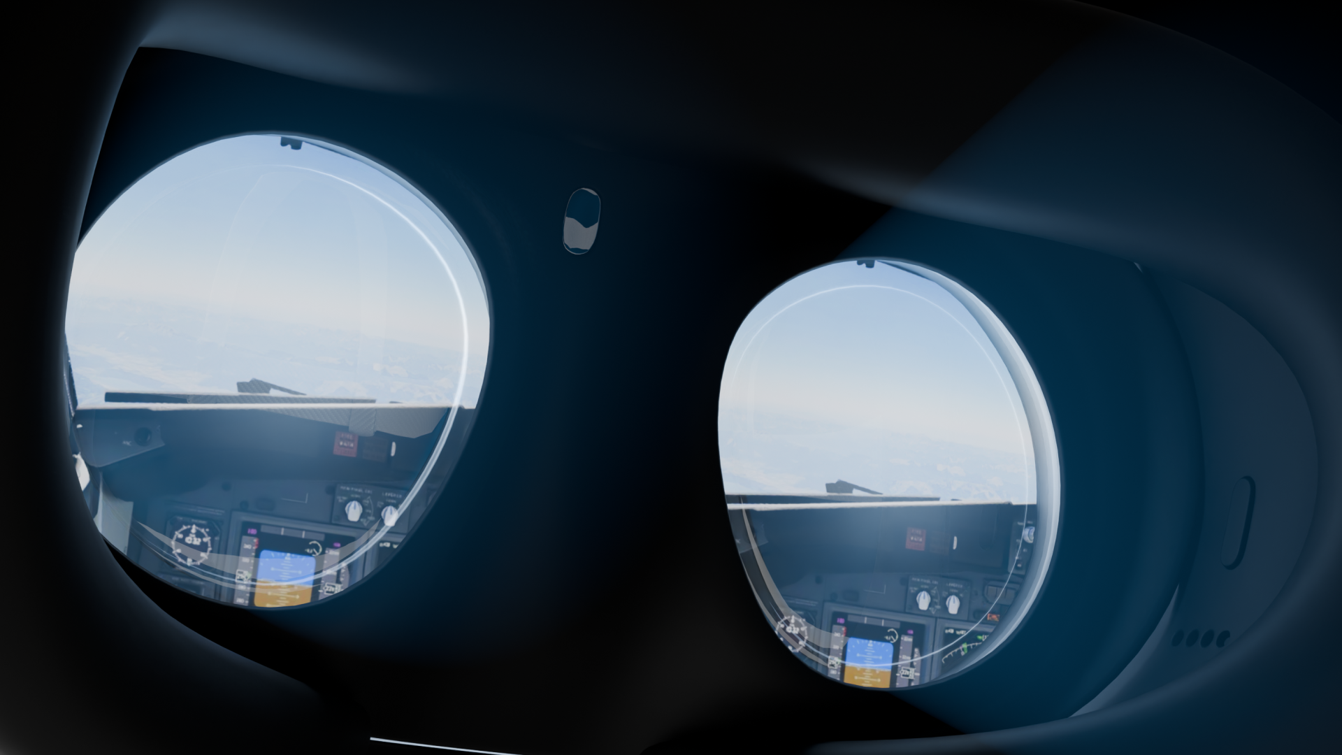 X-Plane 12.4.3 early preview showing Apple Vision Pro mixed reality flight simulation