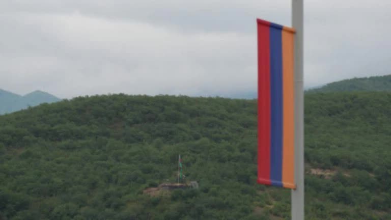 Azerbaijani position visible in the distance near Kapan airport
