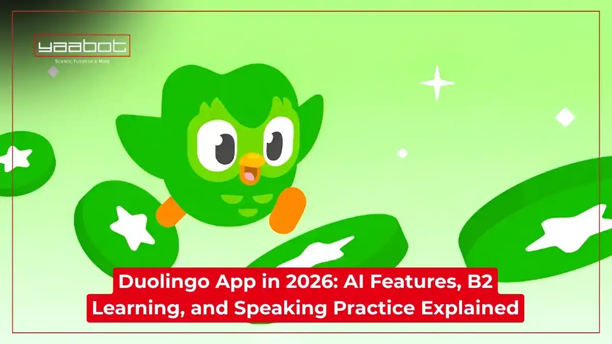 Duolingo's 2026 app interface with B2 lessons and AI Video Call feature