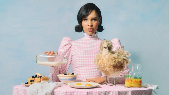 Nara Smith cooking in couture